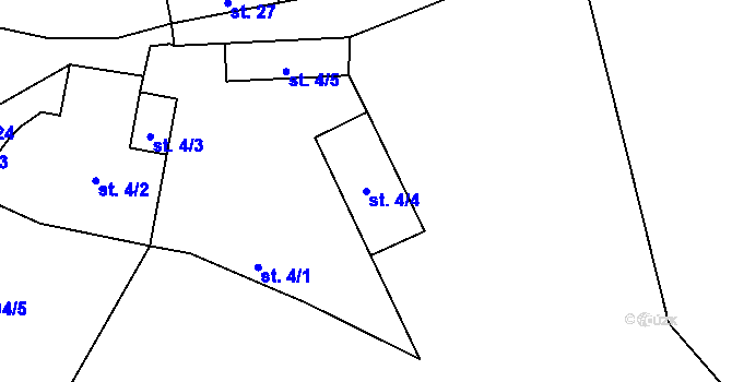 Parcela st. 4/4 v KÚ Homole u Nechalova, Katastrální mapa