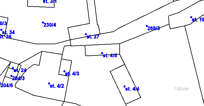 Parcela st. 4/5 v KÚ Homole u Nechalova, Katastrální mapa