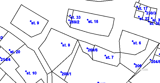 Parcela st. 269/7 v KÚ Homole u Nechalova, Katastrální mapa