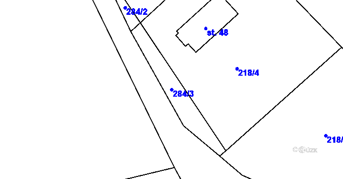 Parcela st. 284/3 v KÚ Homole u Nechalova, Katastrální mapa