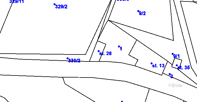 Parcela st. 28 v KÚ Nechalov, Katastrální mapa