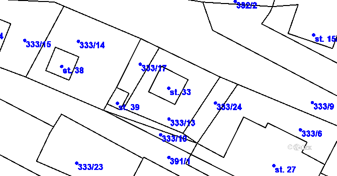 Parcela st. 33 v KÚ Nechalov, Katastrální mapa