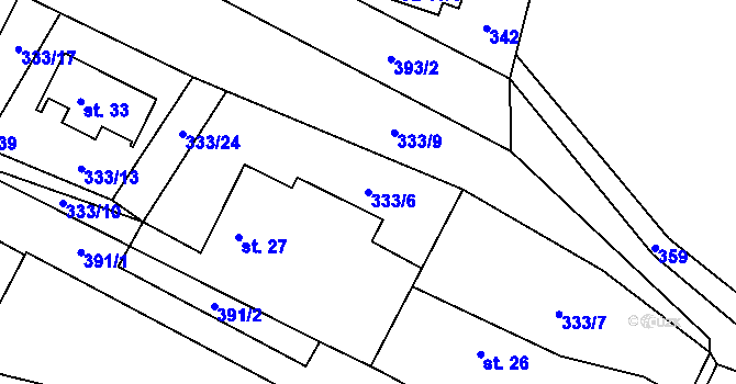 Parcela st. 333/6 v KÚ Nechalov, Katastrální mapa
