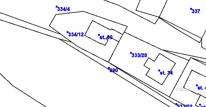Parcela st. 334/7 v KÚ Nechalov, Katastrální mapa
