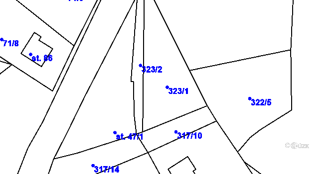Parcela st. 323/1 v KÚ Nechanice u Nových Mitrovic, Katastrální mapa