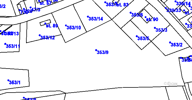 Parcela st. 353/9 v KÚ Nechanice u Nových Mitrovic, Katastrální mapa