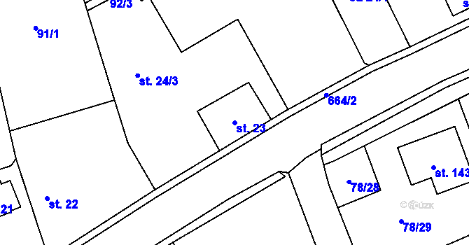 Parcela st. 23 v KÚ Lubno u Nechanic, Katastrální mapa