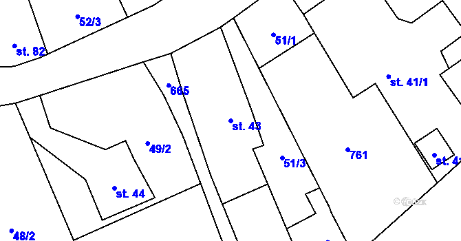 Parcela st. 43 v KÚ Lubno u Nechanic, Katastrální mapa