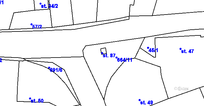 Parcela st. 87 v KÚ Lubno u Nechanic, Katastrální mapa