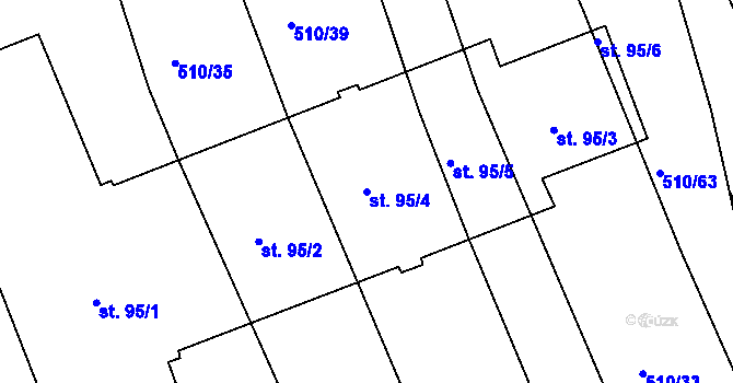 Parcela st. 95/4 v KÚ Lubno u Nechanic, Katastrální mapa