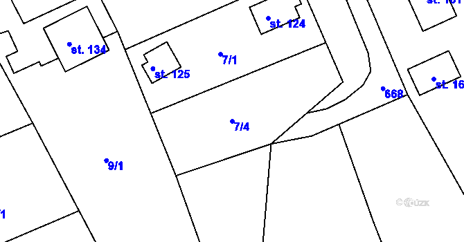 Parcela st. 7/4 v KÚ Lubno u Nechanic, Katastrální mapa