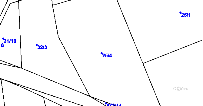 Parcela st. 25/4 v KÚ Lubno u Nechanic, Katastrální mapa