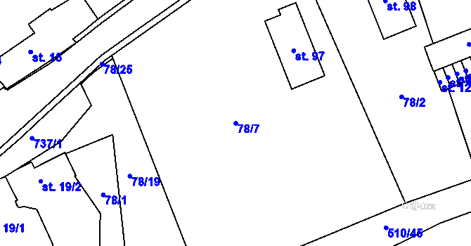 Parcela st. 78/7 v KÚ Lubno u Nechanic, Katastrální mapa