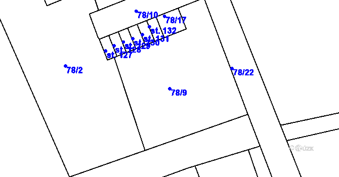 Parcela st. 78/9 v KÚ Lubno u Nechanic, Katastrální mapa