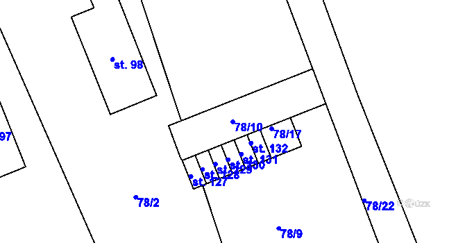 Parcela st. 78/10 v KÚ Lubno u Nechanic, Katastrální mapa
