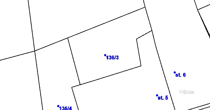 Parcela st. 136/3 v KÚ Lubno u Nechanic, Katastrální mapa