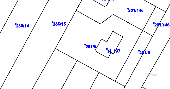 Parcela st. 201/5 v KÚ Lubno u Nechanic, Katastrální mapa