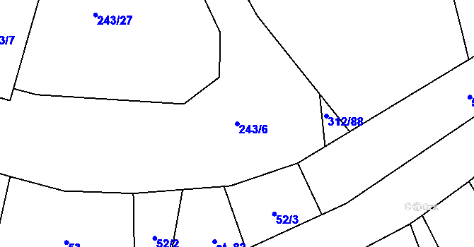 Parcela st. 243/6 v KÚ Lubno u Nechanic, Katastrální mapa