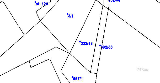 Parcela st. 332/48 v KÚ Lubno u Nechanic, Katastrální mapa