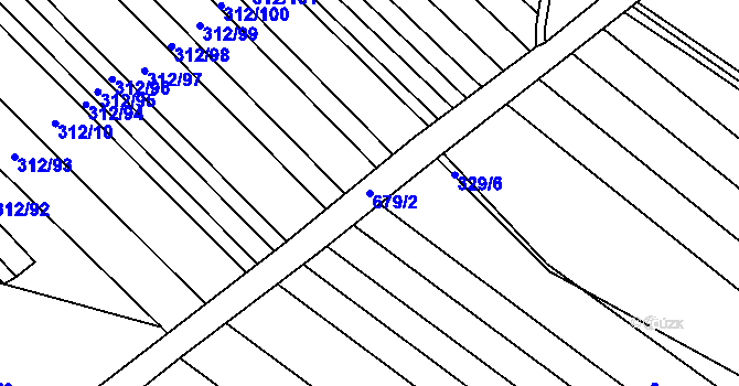 Parcela st. 679/2 v KÚ Lubno u Nechanic, Katastrální mapa