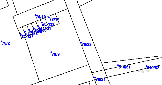 Parcela st. 78/22 v KÚ Lubno u Nechanic, Katastrální mapa