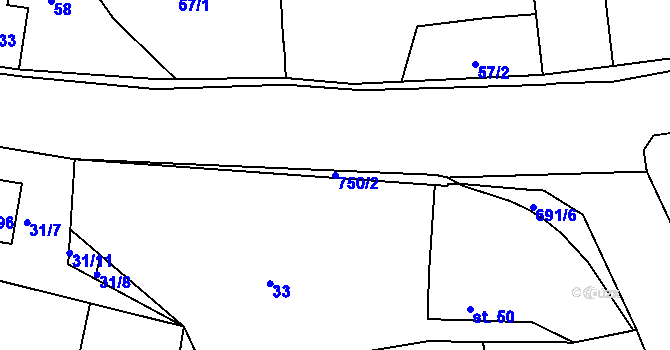 Parcela st. 750/2 v KÚ Lubno u Nechanic, Katastrální mapa