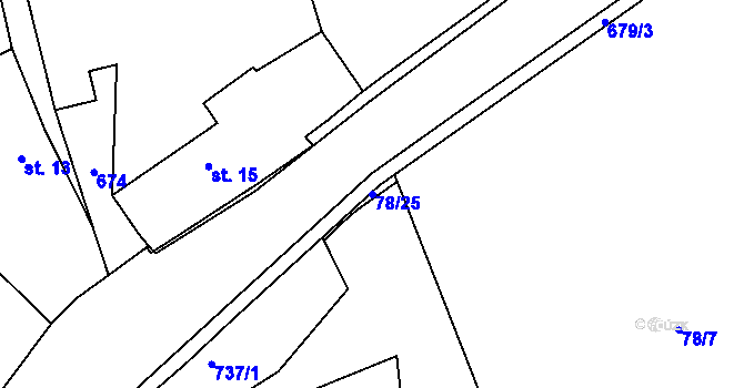Parcela st. 78/25 v KÚ Lubno u Nechanic, Katastrální mapa