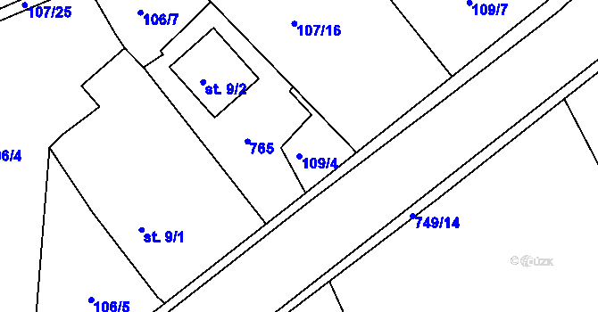 Parcela st. 109/4 v KÚ Lubno u Nechanic, Katastrální mapa