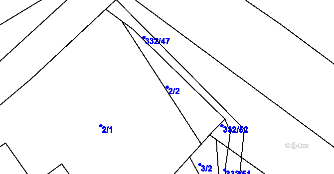 Parcela st. 2/2 v KÚ Lubno u Nechanic, Katastrální mapa