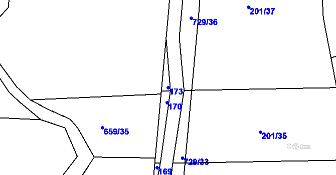 Parcela st. 173 v KÚ Lubno u Nechanic, Katastrální mapa