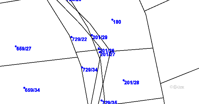 Parcela st. 201/27 v KÚ Lubno u Nechanic, Katastrální mapa
