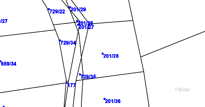 Parcela st. 201/28 v KÚ Lubno u Nechanic, Katastrální mapa