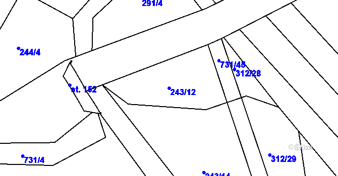 Parcela st. 243/12 v KÚ Lubno u Nechanic, Katastrální mapa