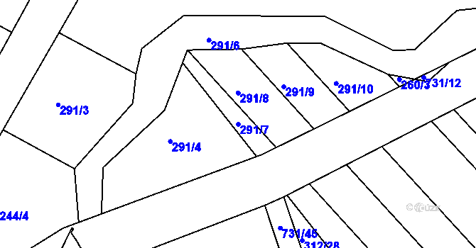 Parcela st. 291/7 v KÚ Lubno u Nechanic, Katastrální mapa