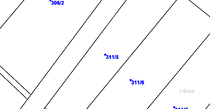 Parcela st. 311/5 v KÚ Lubno u Nechanic, Katastrální mapa