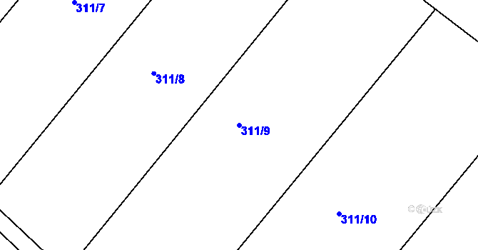 Parcela st. 311/9 v KÚ Lubno u Nechanic, Katastrální mapa