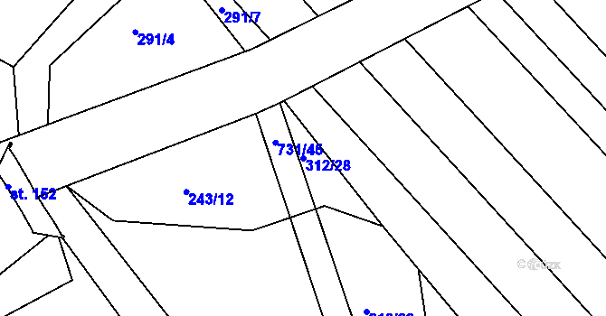 Parcela st. 312/28 v KÚ Lubno u Nechanic, Katastrální mapa