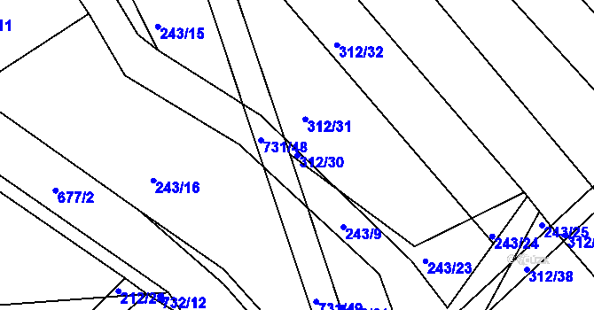 Parcela st. 312/30 v KÚ Lubno u Nechanic, Katastrální mapa