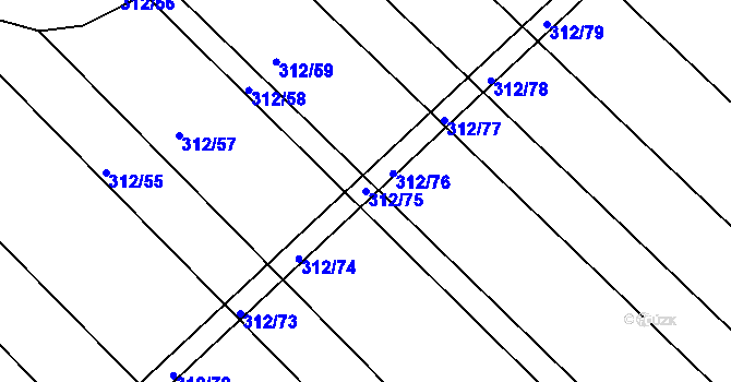 Parcela st. 312/75 v KÚ Lubno u Nechanic, Katastrální mapa