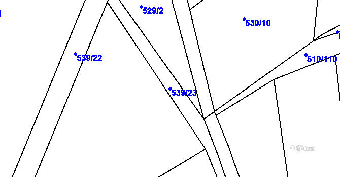 Parcela st. 539/23 v KÚ Lubno u Nechanic, Katastrální mapa