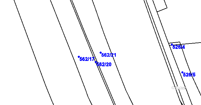 Parcela st. 562/21 v KÚ Lubno u Nechanic, Katastrální mapa