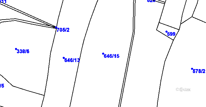 Parcela st. 646/15 v KÚ Lubno u Nechanic, Katastrální mapa