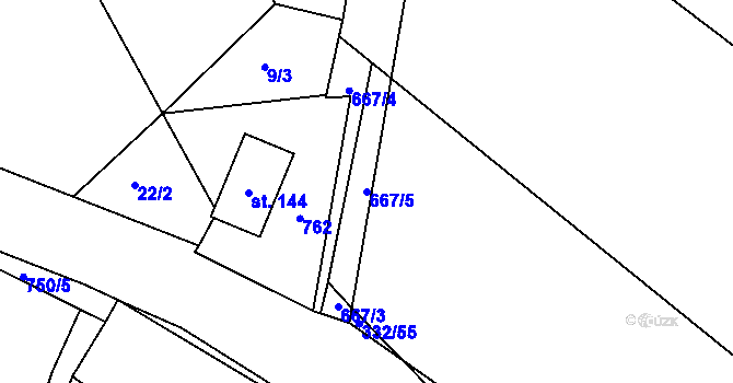 Parcela st. 667/5 v KÚ Lubno u Nechanic, Katastrální mapa