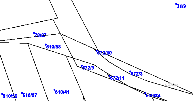 Parcela st. 672/10 v KÚ Lubno u Nechanic, Katastrální mapa