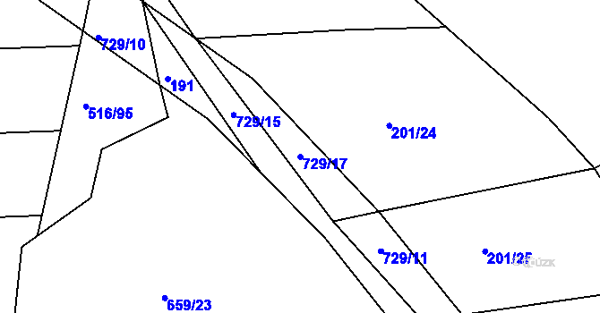 Parcela st. 729/17 v KÚ Lubno u Nechanic, Katastrální mapa