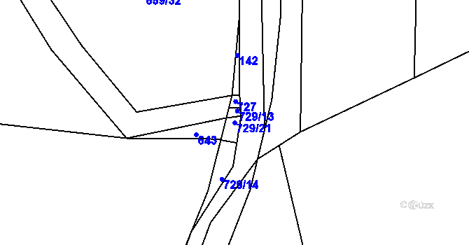 Parcela st. 729/21 v KÚ Lubno u Nechanic, Katastrální mapa