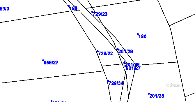 Parcela st. 729/22 v KÚ Lubno u Nechanic, Katastrální mapa