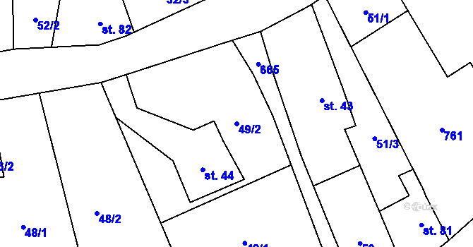Parcela st. 49/2 v KÚ Lubno u Nechanic, Katastrální mapa