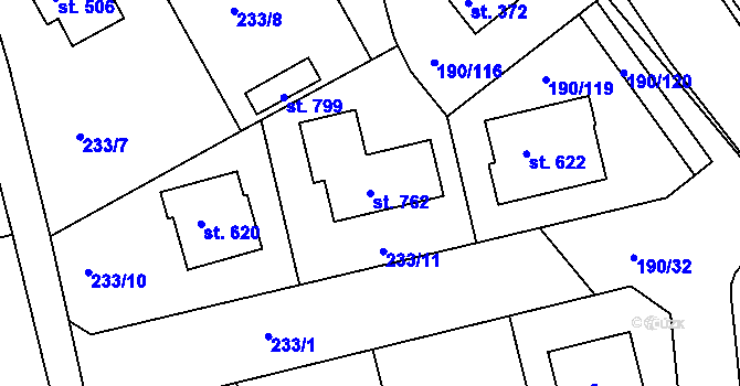 Parcela st. 762 v KÚ Nechanice, Katastrální mapa