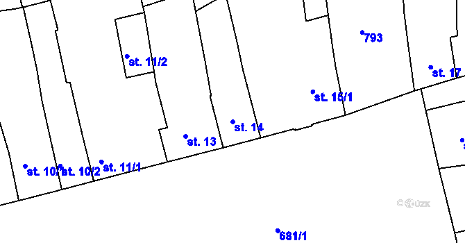 Parcela st. 14 v KÚ Nechanice, Katastrální mapa